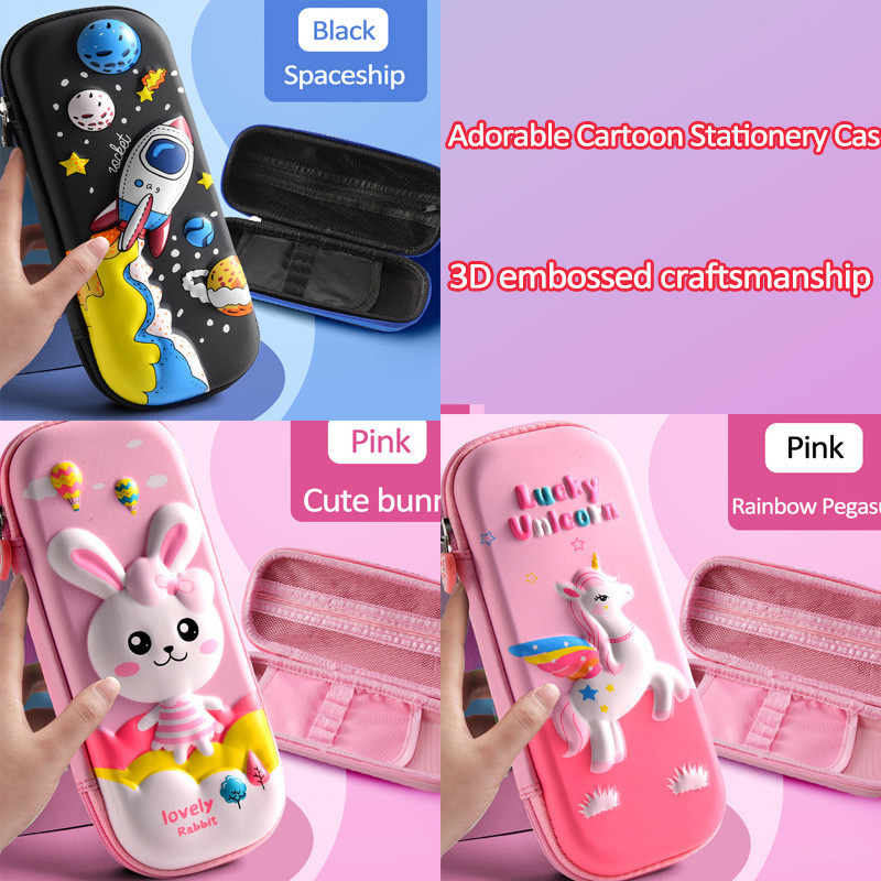 

Kotak Pensil Unicorn Anak Anak 3D Kotak Pensil Kuda Pelangi Kelinci Astronaut Kotak Pensil Bahan PU Anti Air Hadiah Kembali ke Sekolah untuk Anak Anak
