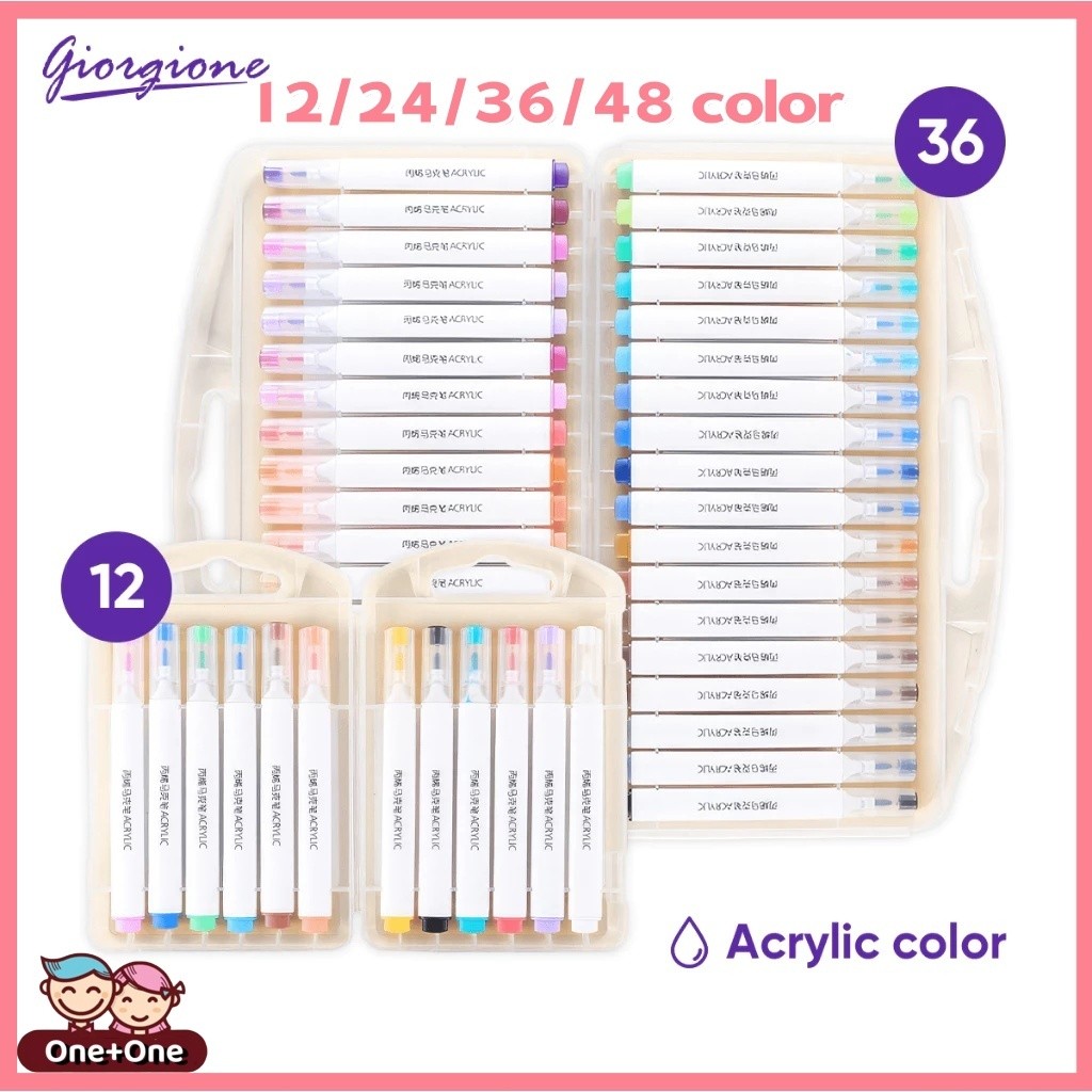 

【Ready stock】Giorgione Asli Acrylic Markers Set Spidol 12/24/36/48 Warnas G-AM-BS