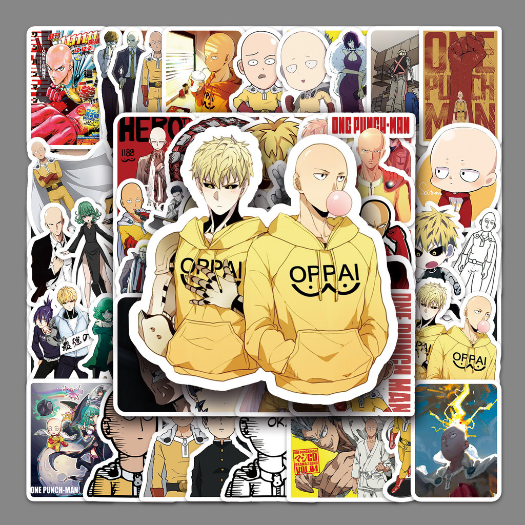 

57PCS Cool One Punch Man Sticker Anime Waterproof Decoration Suitcase Phone Case Computer Stickers Kids Toy Decoration Supplies