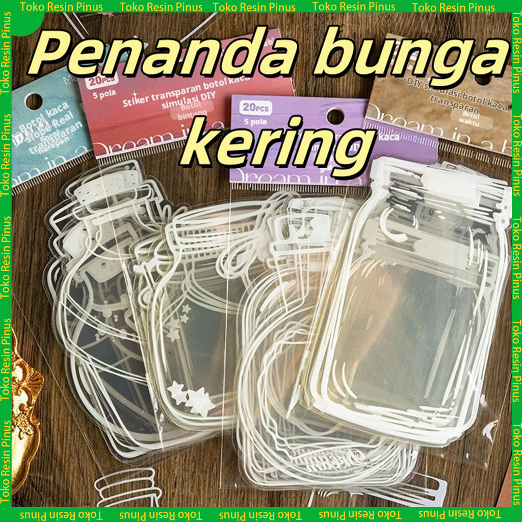 

Botol kaca pembatas buku transparan, dekorasi tas, botol bunga kering, buku pegangan, botol, seri mimpi, stiker PET