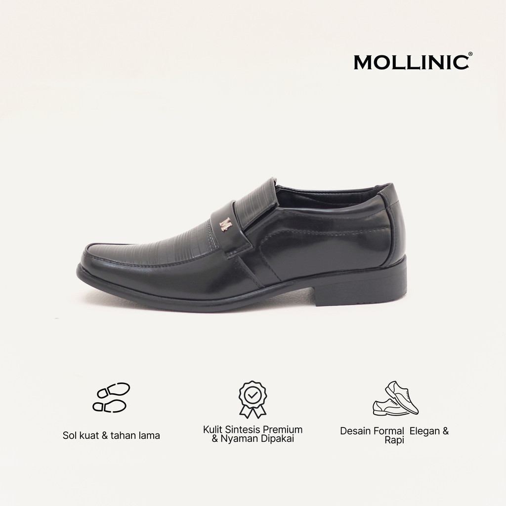 hot deals mollinic max formal shoes - sepatu pantofel lancip pria casual tidak licin formal kantor