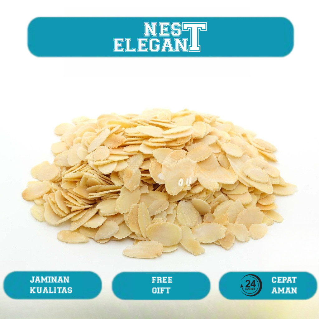 

Kacang Almond Slice Mentah / Iris Premium Quality Import Australia , 500GR, 250GR, 100GR