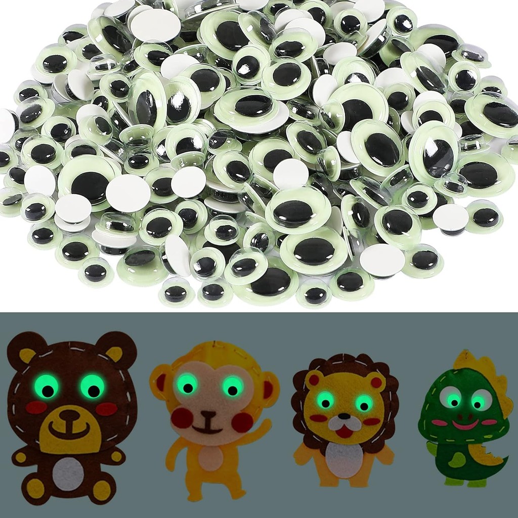 

Googly Wiggle Eyes Self Adhesive, Glowing in Dark Wiggle Eyes for Craft Sticker Sparkle Googly Safety Eyes for DIY Decoration