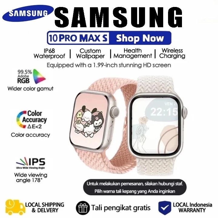 

【100% ORI】Samsung Smartwatch S10 Pro Max Smart Watch 2.2 Inci Layar Sentuh SmartWatch Wanita Pria IP68 Waterproof NFC Wireless Charge Watch Series 10 Pro Jam Tangan Wanita Bluetooth Phone Olahraga Jam Smartwatch Jam Tangan Couple Pemantauan Kesehatan