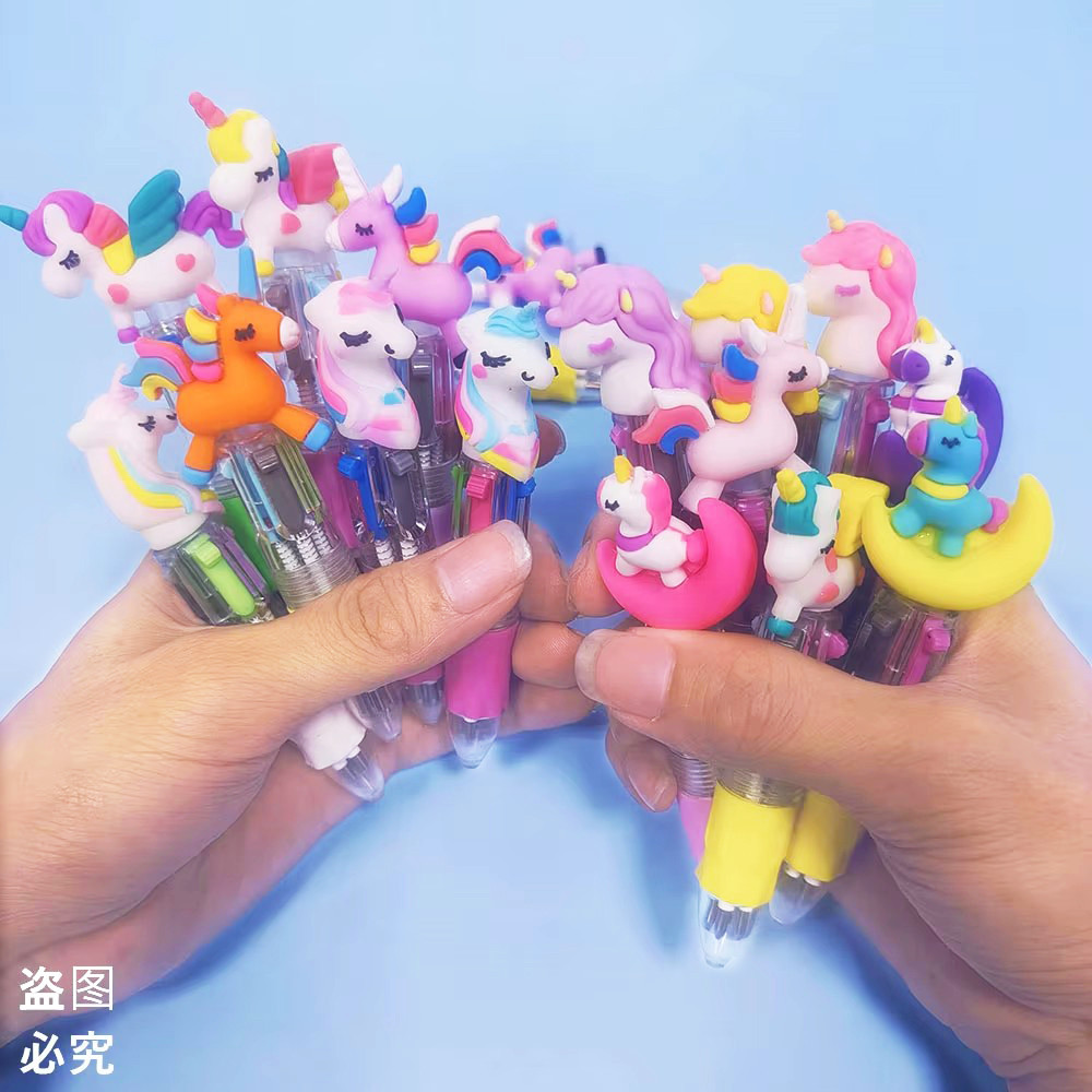 

10Pcs/Lot Kawaii Unicorn Mini 4 Colors Ballpoint Pens Cartoon Cute Pony Ball Pen Kids School Stationery Office Supplies Gifts