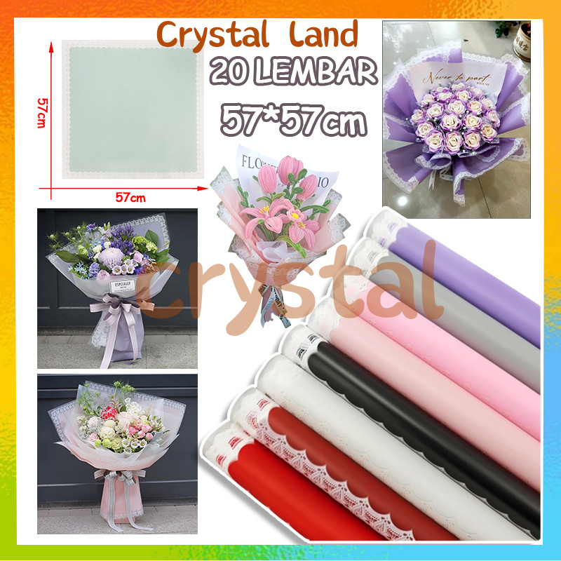 

Kertas Buket Bunga Motif Renda Lace Border Cellophane Flower Wrapping Paper 20 LEMBAR