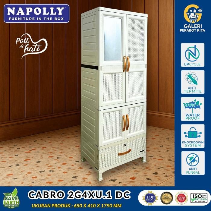 Lemari Cabinet Minimalis Napolly Cabro 2G4XU.1 DC Lemari Susun Plastik Rak Hanger Napoli - Putih