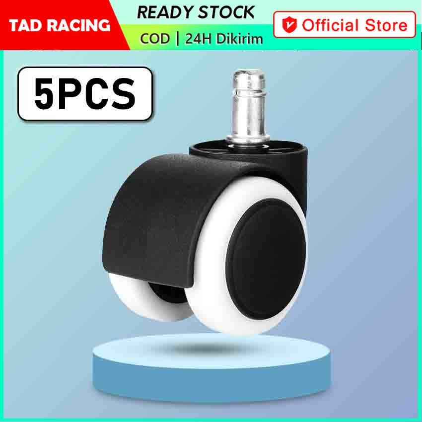 5Pcs/Set Roda Caster Kursi Kantor Tancap Karet dengan List Putih - Castor / Roda Tancap Kursi Kantor