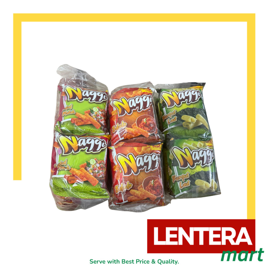 

Naggi Wafer Roll Rasa Rumput Laut/Balado/Sambal Matah 1 Renceng isi 10 pcs x 20+5gr LenteraMart