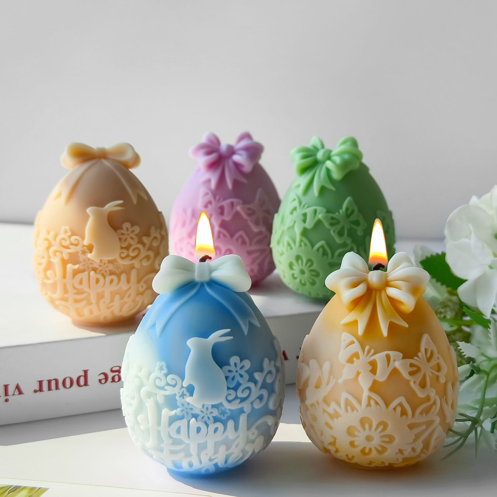 

Easter Egg Candle Silicone Mold Bunny Flower Butterfly Embossment Egg Mould Handmade Gifts Plaster Resin Ornaments Mould