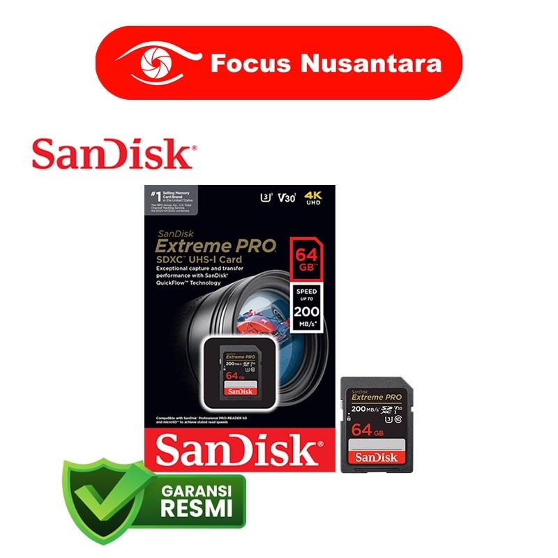 SANDISK Extreme Pro SDXC UHS-I V30 64GB 200mbps