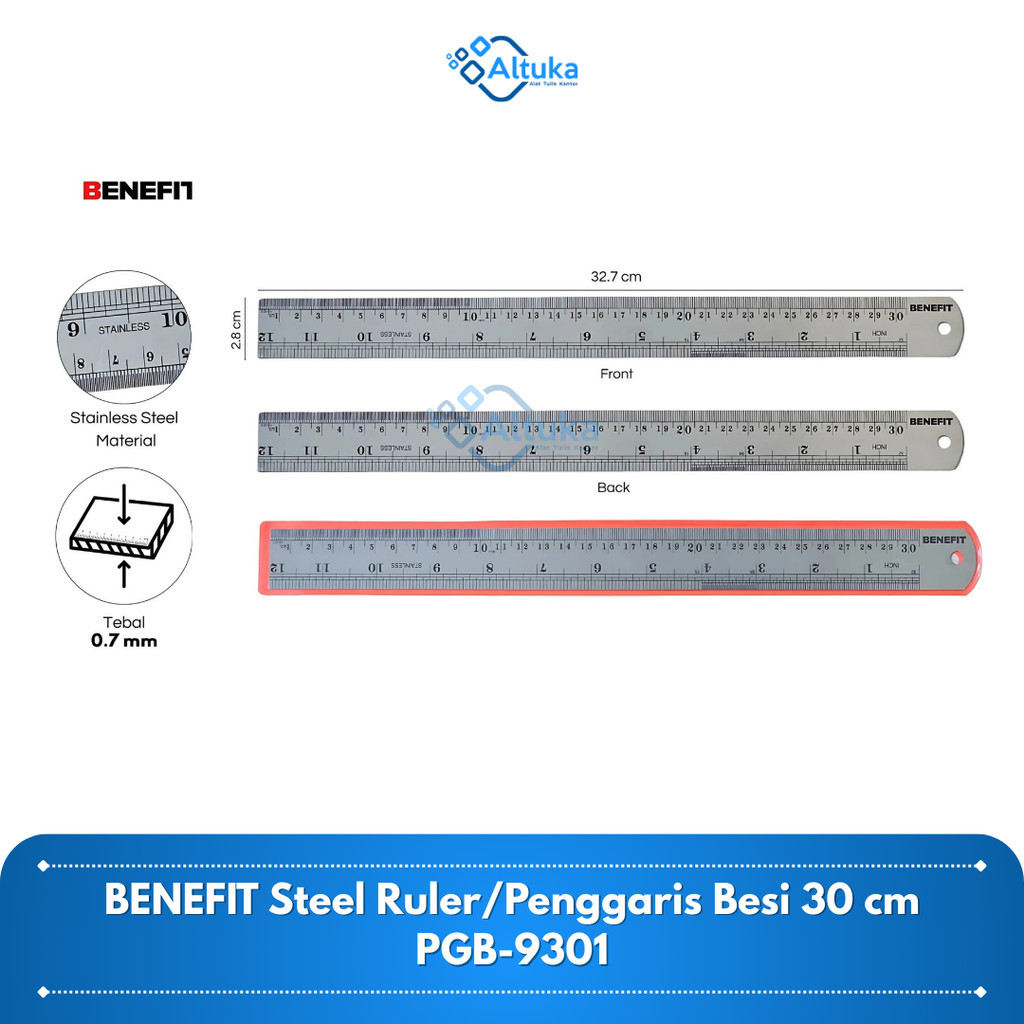 

BENEFIT Penggaris Besi Steel Ruler Tebal Kokoh dan Panjang 30 cm