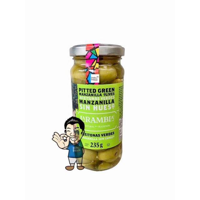 

PROMO! La Rambla Buah Zaitun Olive Hijau- Manzanilla Pitted Green Olives 235g