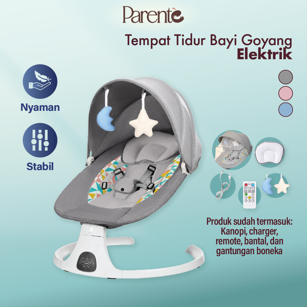 Parente Tempat Tidur Bayi Goyang Elektrik – Baby Crib dengan Musik, Timer & Gerakan Ayun Halus PR016