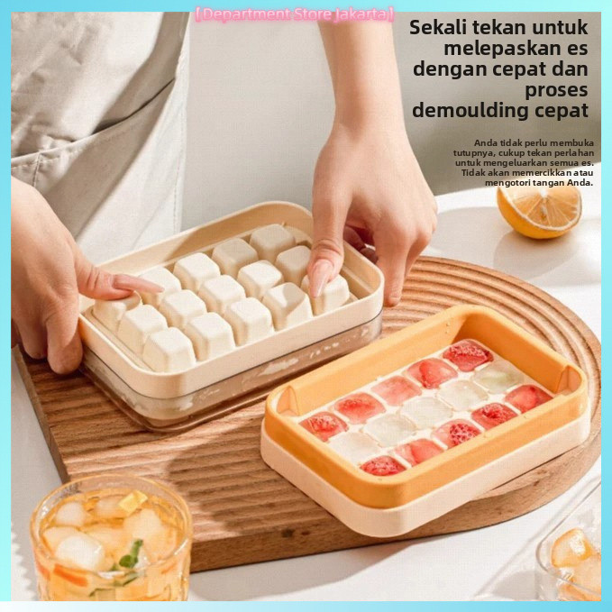 

Baki Es Tanpa Sentuh, Cetakan Pembuat Es Cepat, Artefak Es Tekan Baru Food Grade, Kotak Es Buatan Sendiri Dengan Tutup