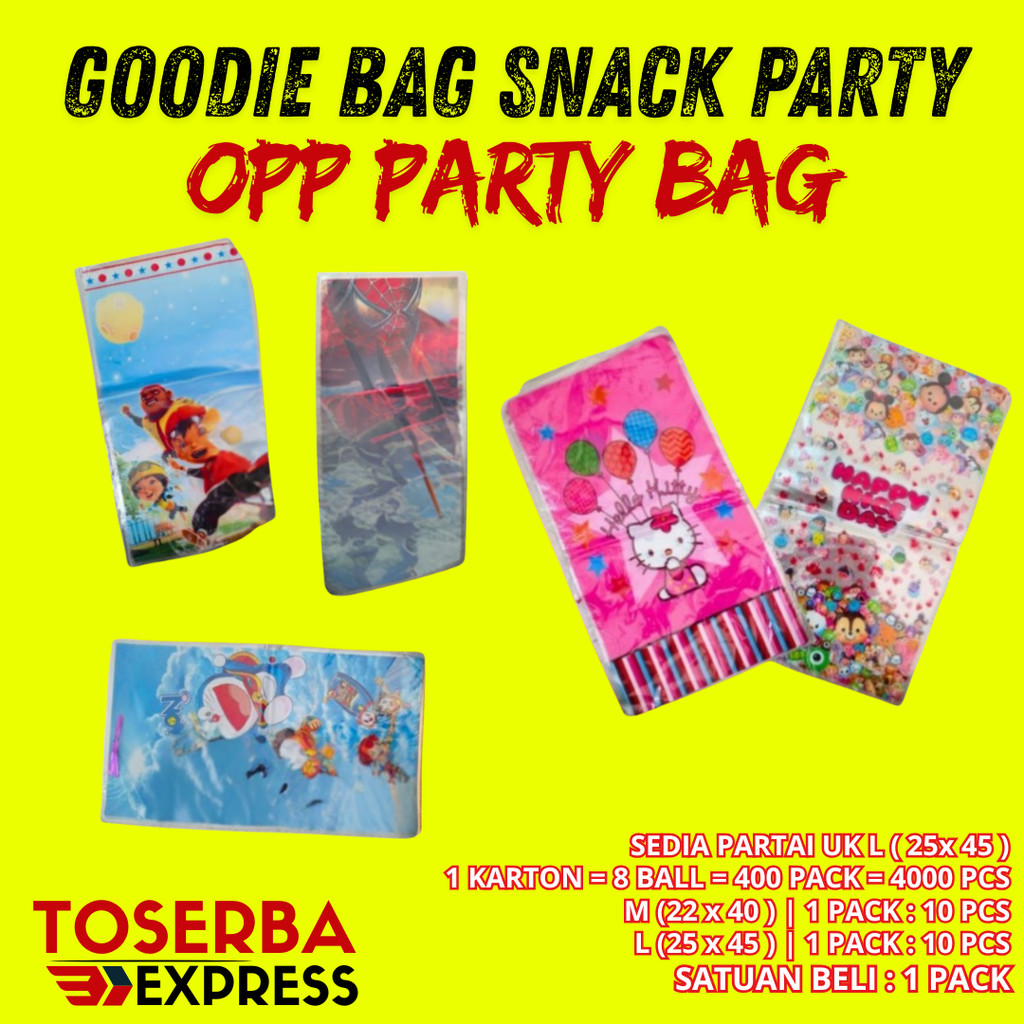 

( 10 PCS ) OPP SNACK PARTY GOODIE BAG MOTIF LUCU PLASTIK SOUVENIR HADIAH SNACK KUE ULANG TAHUN