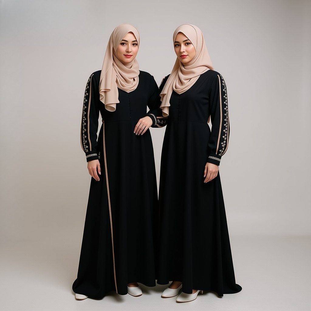Hanna Zara - Lessy Dress Bordir Original Annasihah | Gamis Polos Bordir Premium Terbaru | Basic Dres