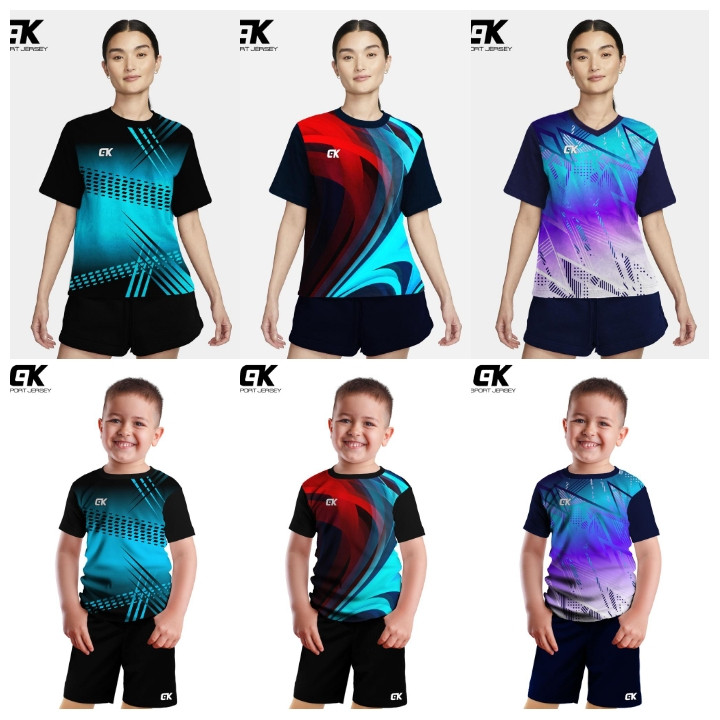 Setelan Couple Baju Wanita & Pria Dewasa & Anak" Baju Olahraga Volly Badmintoon Senam Dll Size M-L-X