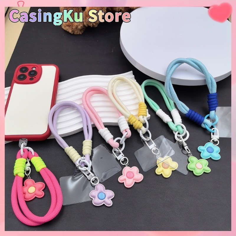 Tali Gantung HP - Tali HP Bunga Lucu - Gelang Pendek Warna-Warni dengan Gantungan - Charm Handphone 