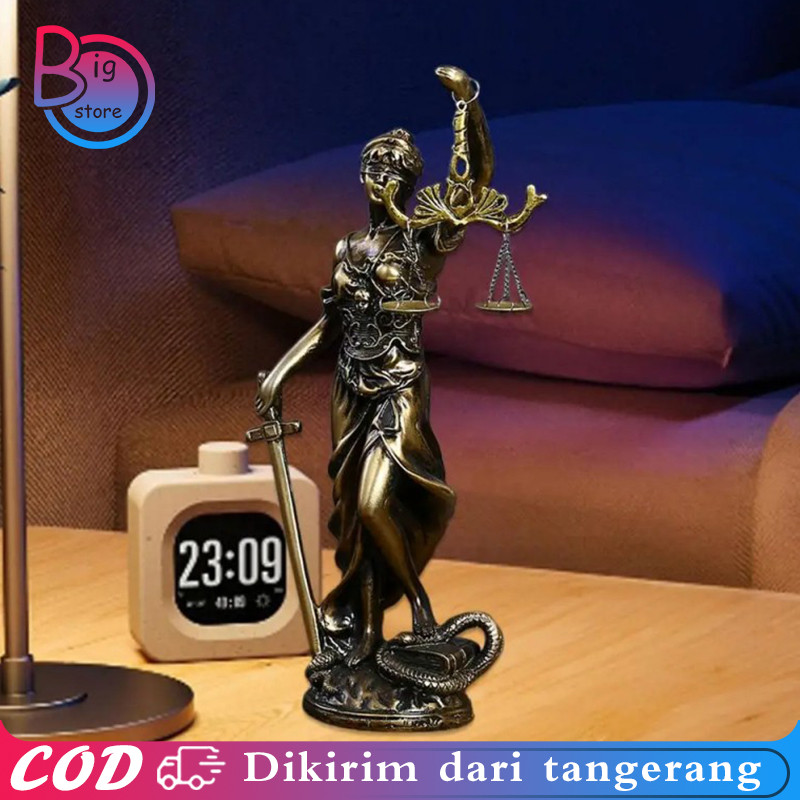Patung Dewi Keadilan Themis 19CM Patina Gold Patung Pajangan Aesthetic