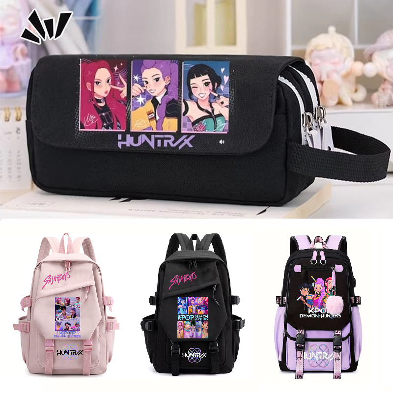 

Kpop Demon Hunt Big Size Pencil Case Multi-layer Anime Movie Huntrix Pen Bag Students Boys Girls Back To School Pen Pouch Bag
