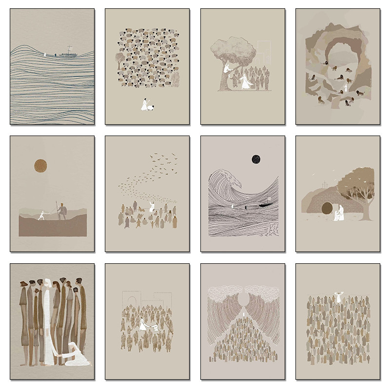 

Modern Boho Jesus Christian Gift Bible Sketch Poster Printing Decorative Canvas Painting Living Room Bedroom Wall Art Home Decor