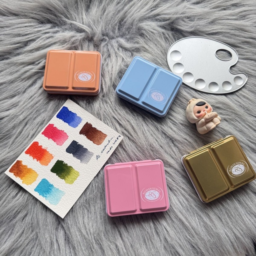 

ROMAN SZMAL ARTISTS MINI Metal Box 8 Half Pans Color Portable Solid Watercolor Painting Drawing Supplies Sketchers Aquarelle