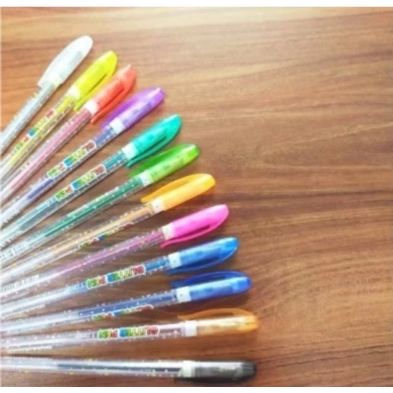 

Pulpen Gel Warna Glitter / Glitter Pen Squeezy 12 Warna