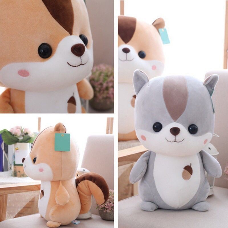 REMENSIOS Boneka Hewan Tupai Imut Lucu 25cm Harga Termurah/ Boneka Tupai Lembut Bahan Yelvo