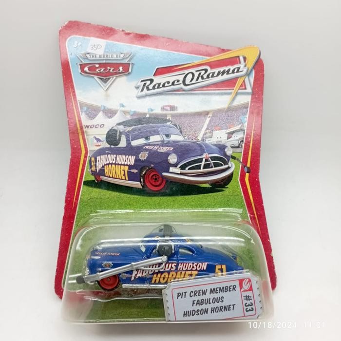 MAINAN... Disney Pixar Cars Race Orama Pit Crew Member Fabulous Hudson Hornet Mattel Diecast 1:55