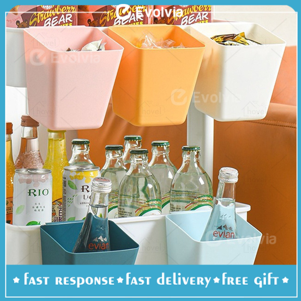 Rak Gantung Keranjang Mini Kotak Plastik Tempat Penyimpanan Snack Bumbu Dapur Serbaguna - Evolvia