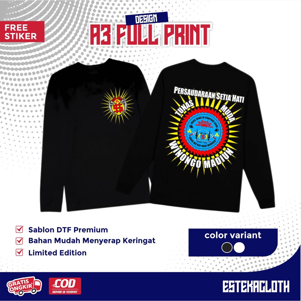 KAOS LENGAN PANJANG PSHW PERSAUDARAN SETIA HATI TUNAS MUDA WINONGO MADIUN - T-SHIRT LONGSLEEVE PSHW 