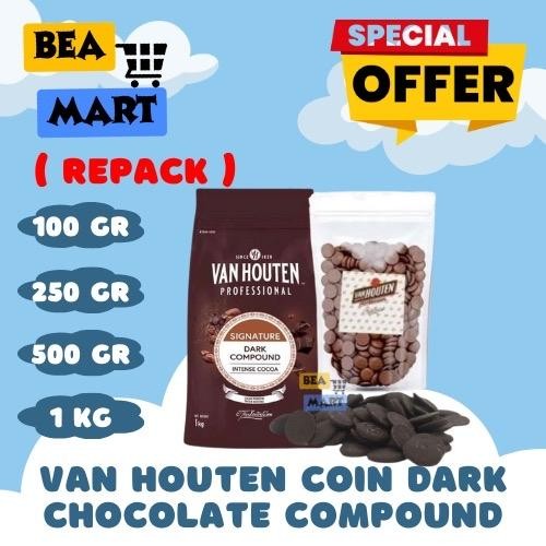 

Van Houten Dark Chocolate Compound Coin 100gr 250gr 500gr | VHP Cokelat Koin / Cokelat Hitam Bulat Intens Cocoa Repack 100 250 500 gr g gram