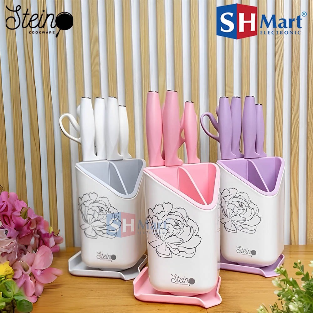 KNIFE SET STARLA BLADE STEINCOOKWARE SET PISAU WITH STAND HOLDER ORIGINAL STEINCOOKWARE