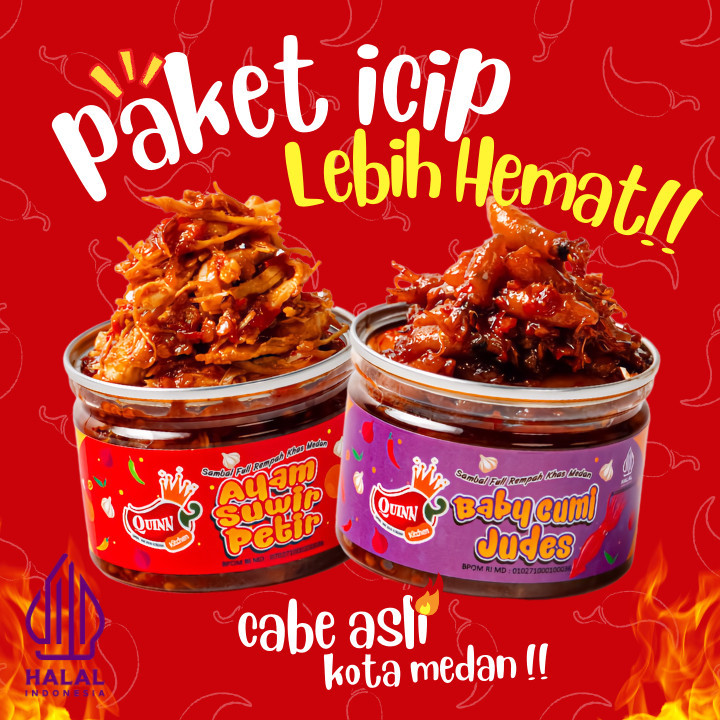 

QUINN of Spicy Paket Icip Double isi 2 (Dua Lebih Hemat) 150g - Sambal Pedas by Kitchen Medan