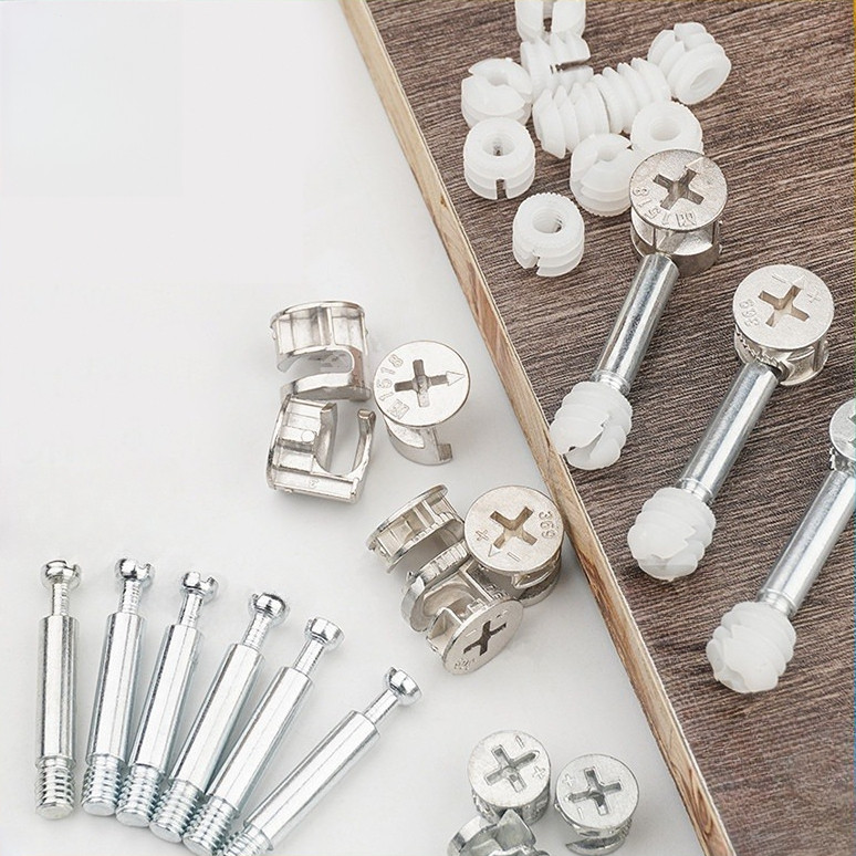 20Pcs 3 In 1 Baut Knock Down Minifix/Baut Knock Down Skrup/Minifix Baut Knock Down Skrup + Casing