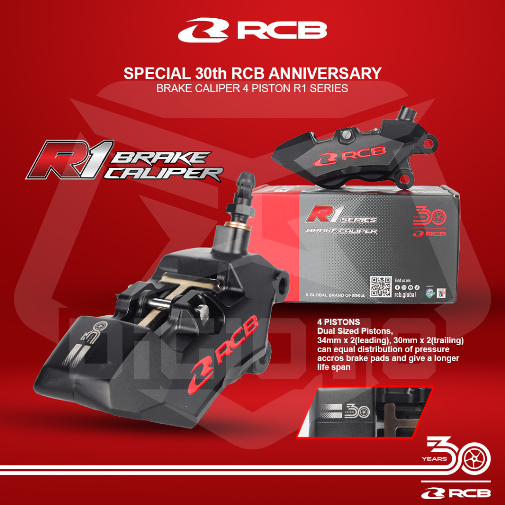 Kaliper 4 Piston RCB R1 4P 1P 30th Anniversary Special Edition Kiri Kanan Black Nmax aerox ninja vix