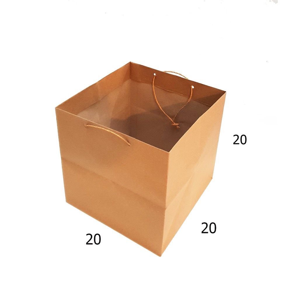 GROSIR PAPERBAG dus nasi 20x20x20 paper bag kotak kue bento tas kertas polos coklat kraft