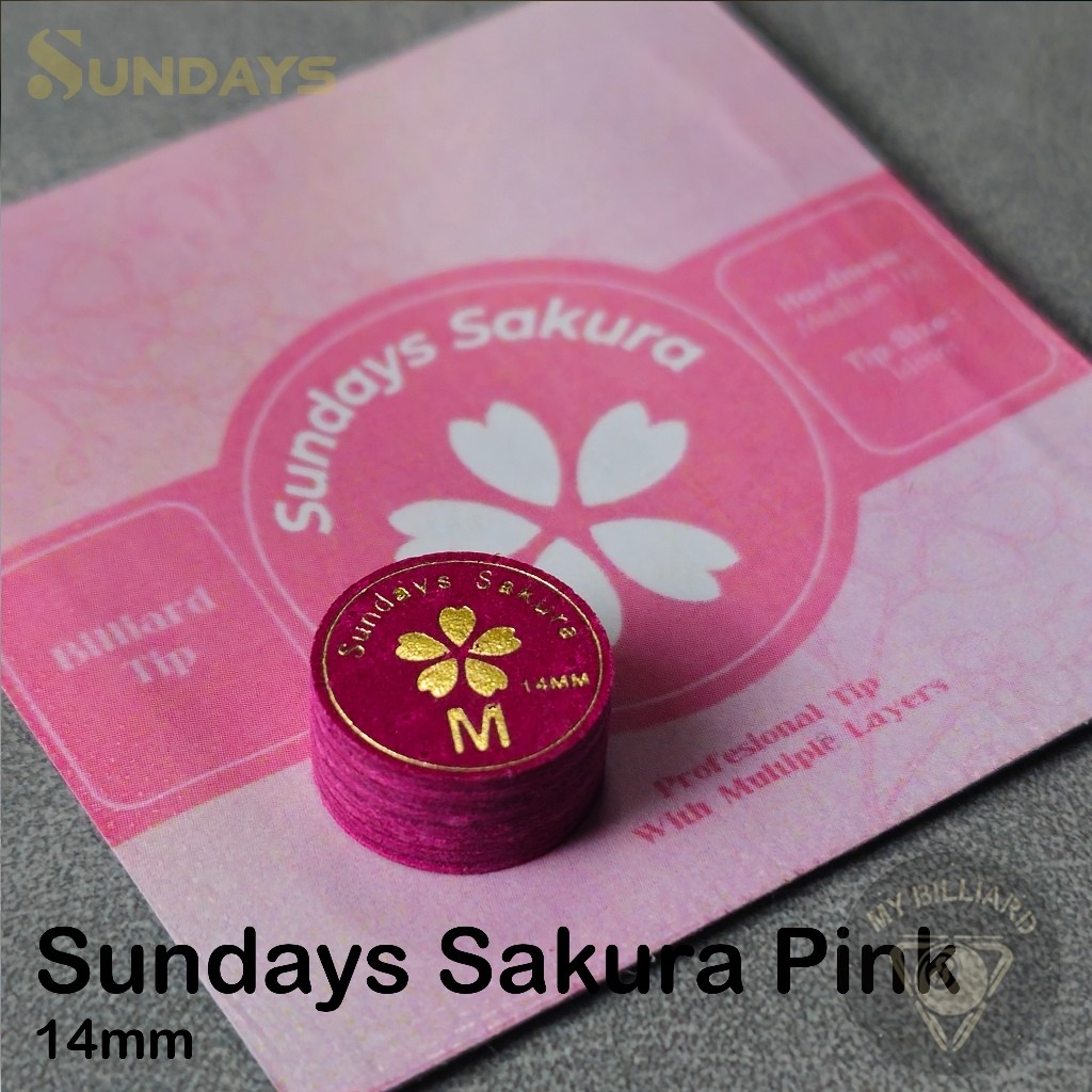 Cue Tip Sundays Sakura M Cue Tip 14Mm Pink Billiard 8 Layers - Master Tip Stick Billiar Sunday Co