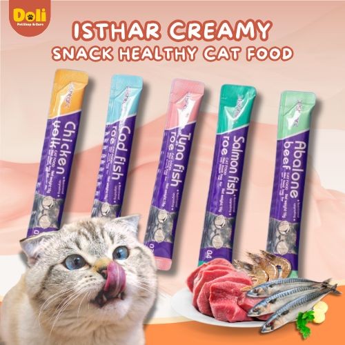 Ishtar Creamy Treats Wet Food Snack Cat Strip Makanan Basah Kucing Cemilan Kitten setara Meo Liebao