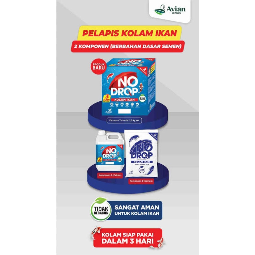 Cat Kolam Ikan Berbahan Dasar Semen No Drop Kolam Ikan 2 Komponen 2.5 Kg. Cat Kolam Avian