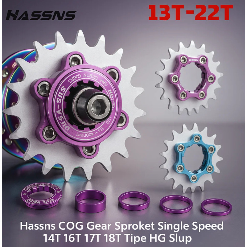 Hassns COG Gear Sproket Single Speed 14T 16T 17T 18T Tipe HG Slup Sepeda BMX MTB Fixie Gir Belakang 
