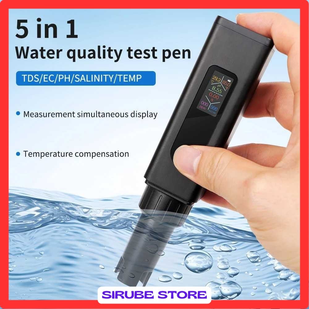 Alat Ukur Kualitas Air Digital 5in1 PH EC TDS Meter Pen - J510