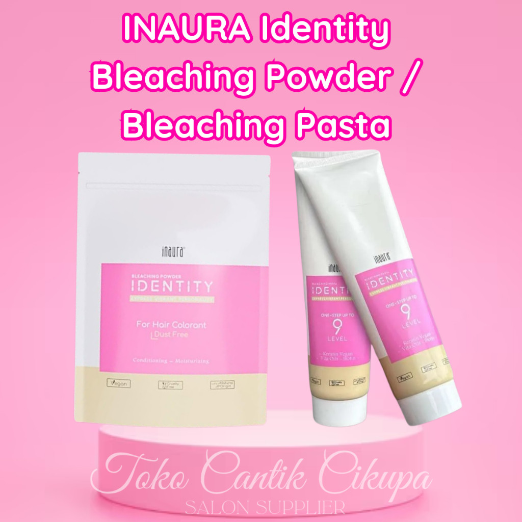 IDENTITY Inaura Bleaching Powder Vegan 500gr / Bleaching Pasta 250ml Keratin - Pemutih Rambut Alami