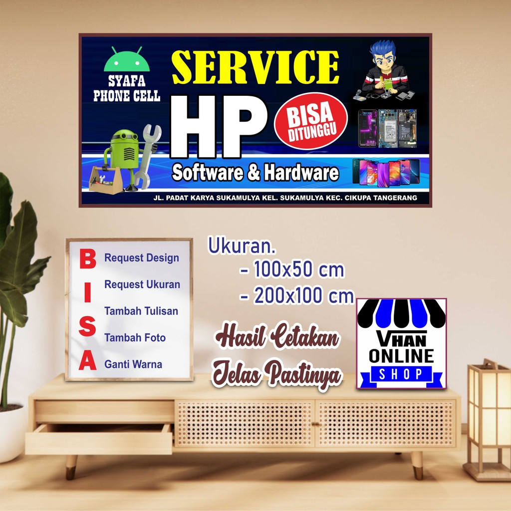 Backdrop Spanduk Banner Perbaikan HP Bisa Custom