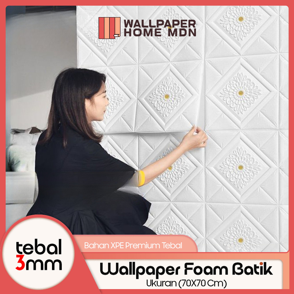 Wallpaper 3D FOAM / Walpaper Dinding 3D Motif Foam Batik More High Quality / Wallfoam Sticker Tembok