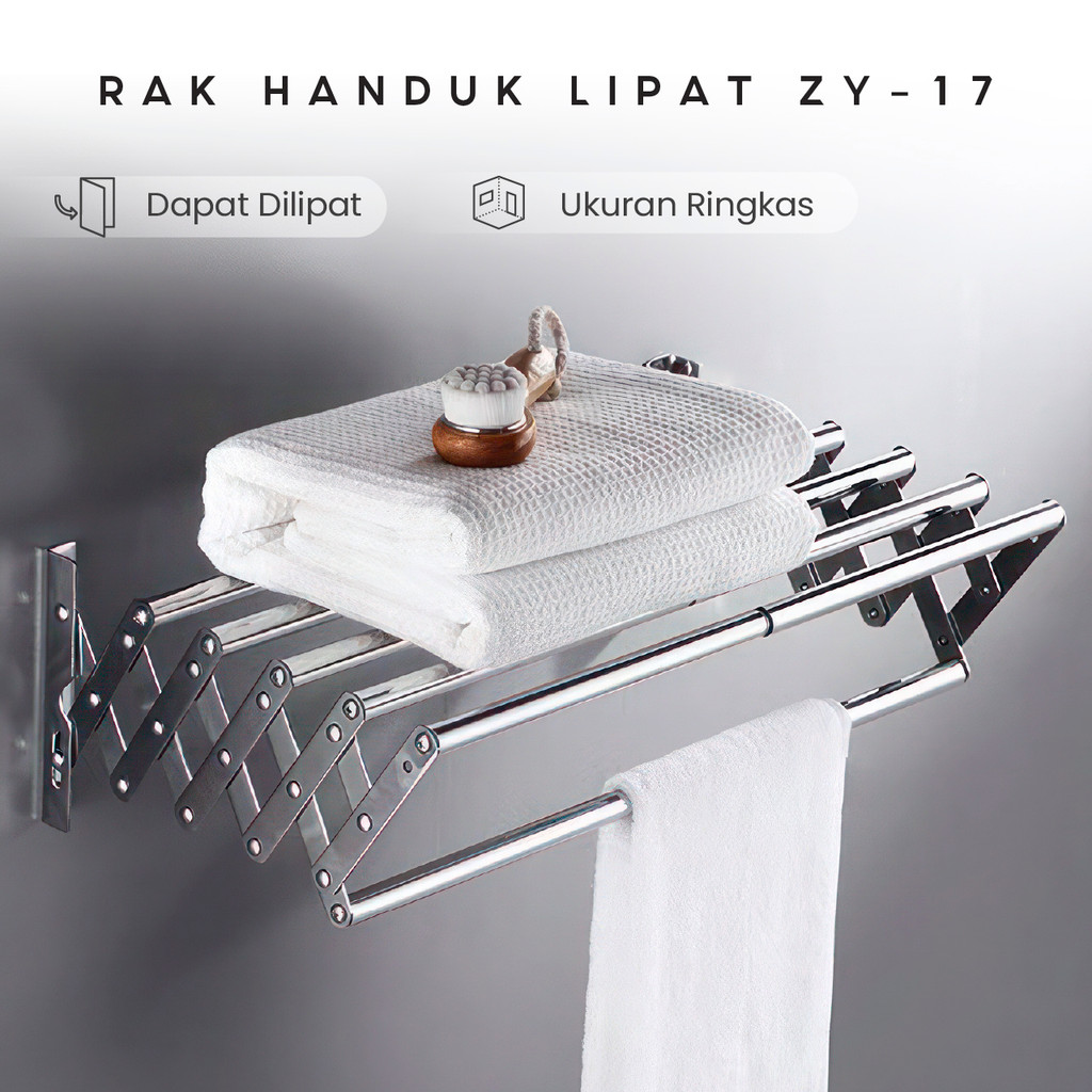 Jemuran Lipat Dinding Panjang 79cm - Jemuran Baju Stainless Steel - Jemuran Baju Pakaian Dinding