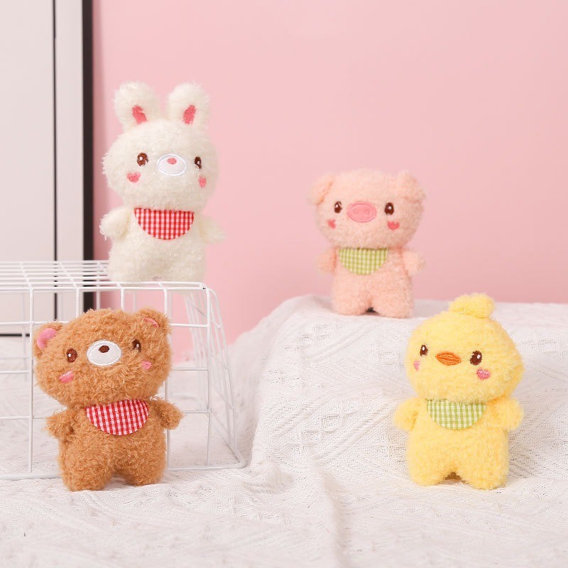 Yuma Boneka Ayam Kuning Kecil yang Lucu, Boneka Babi Merah Muda, Gantungan Kunci, Tas, Liontin, Bone