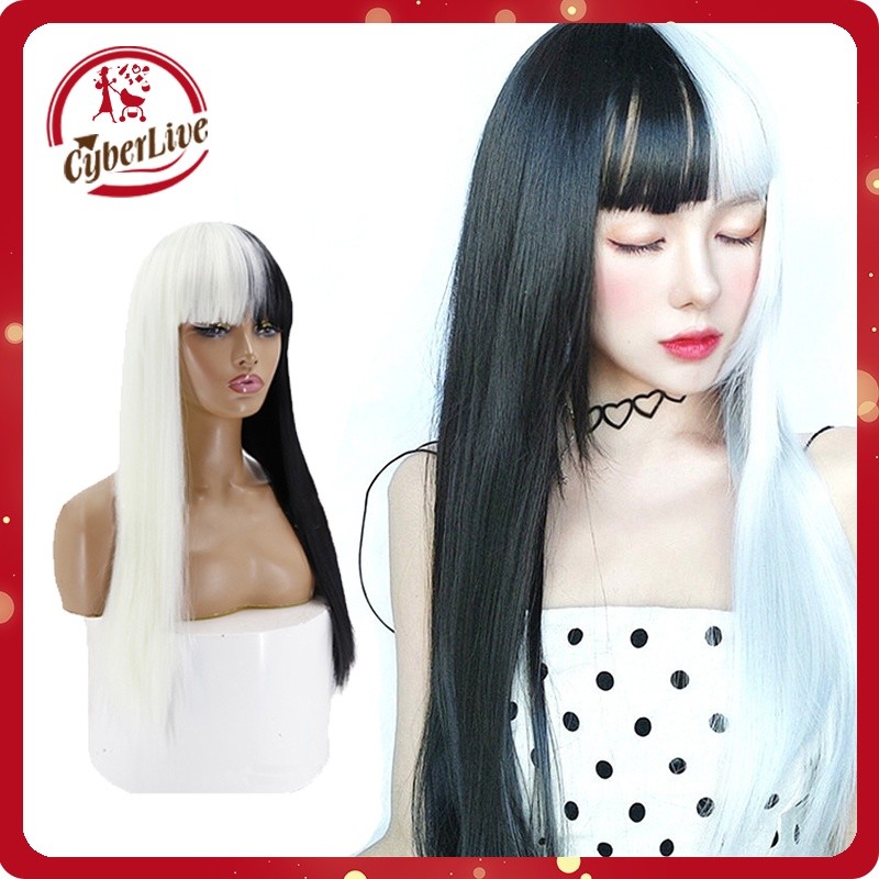 MEMELASHOP Wig Daily Lolita Wig Rambut Cosplay Anime Halloween Pria Dan Rambut Wanita Panjang Lurus 