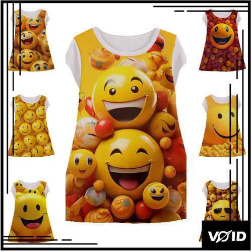 Tunik Anak Emot Smile Dress Animasi 3d Lucu Smile Baju Anak Perempuan Usia 1-12 Tahun - Void_Clothes